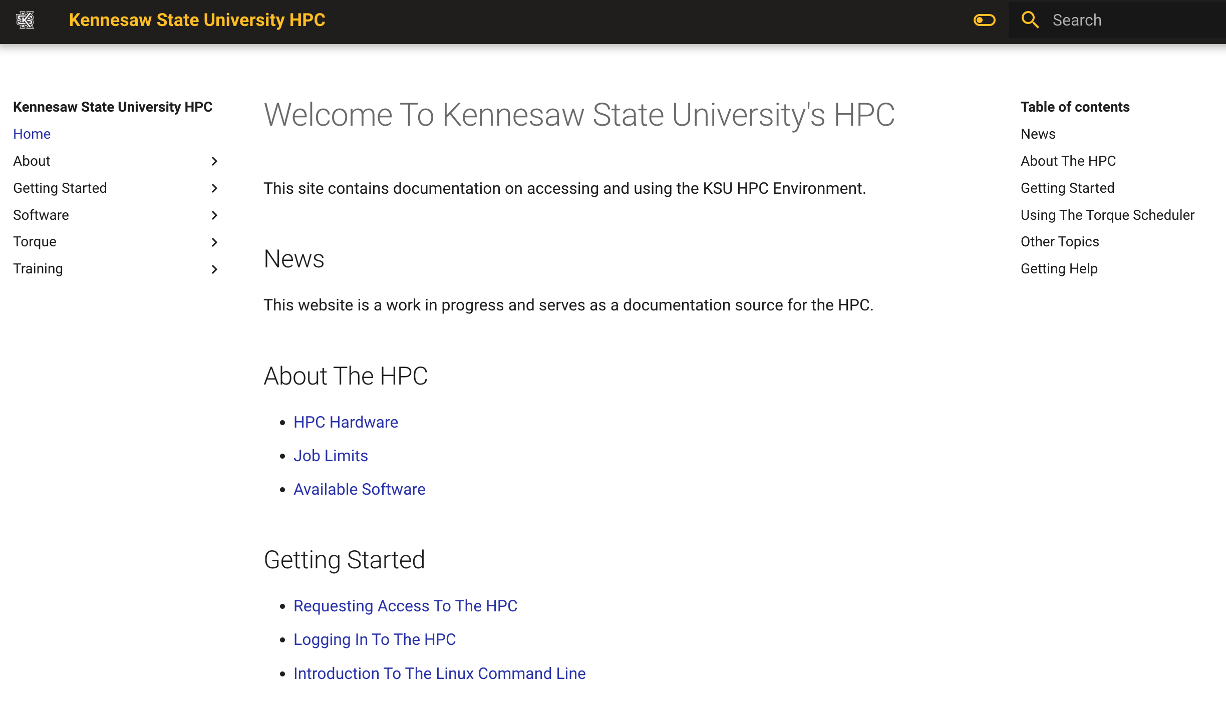 HPC wiki screenshot